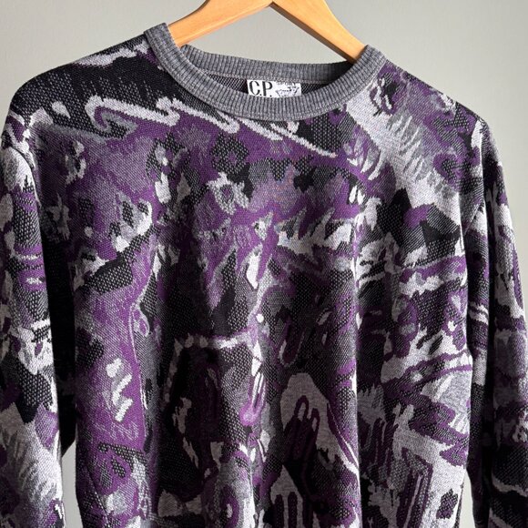 C.P. Company Sweaters - Abstract Gray/Purple Sweater Vintage C.P. Top